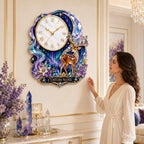 Personalized aurora deer and crystal moon wall clock — personalized with a custom name