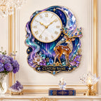 Personalized aurora deer and crystal moon wall clock — personalized with a custom name