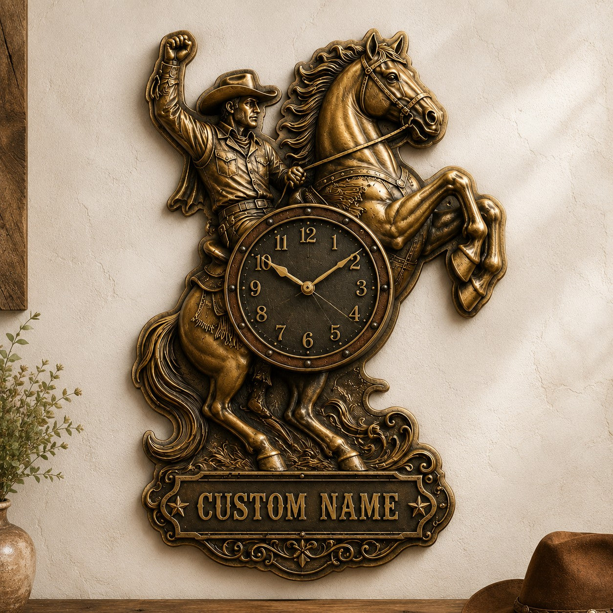 Rodeo enthusiasts Custom Name Wall Clock — personalized with a custom name