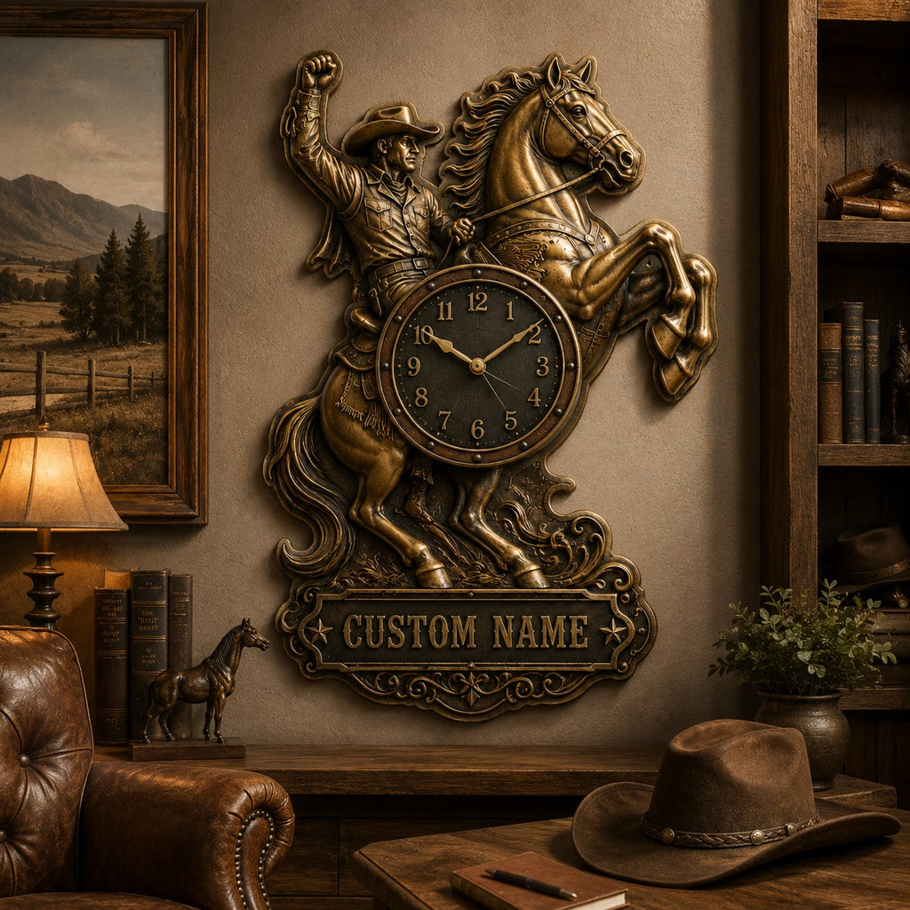 Rodeo enthusiasts Custom Name Wall Clock — personalized with a custom name