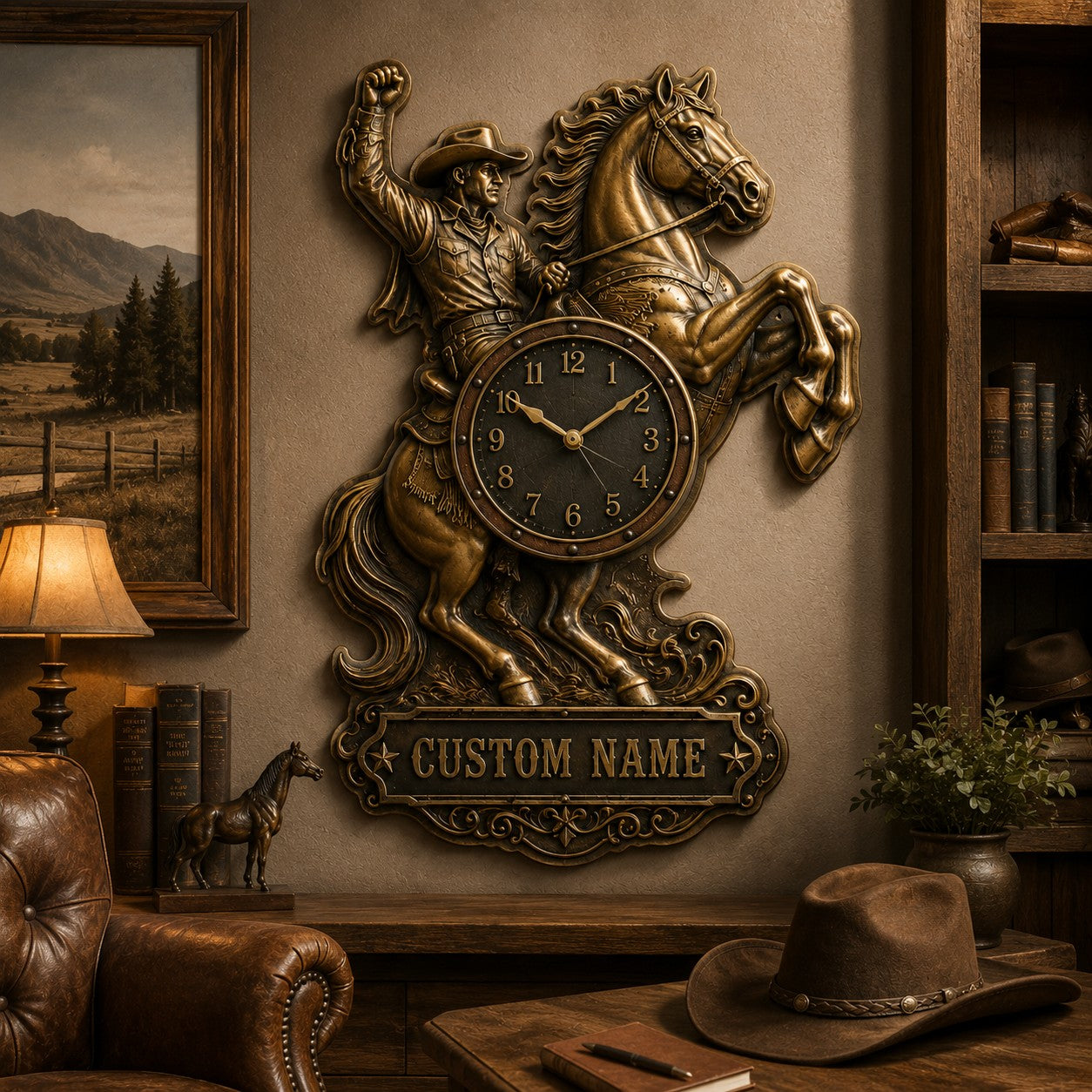 Rodeo enthusiasts Custom Name Wall Clock — personalized with a custom name