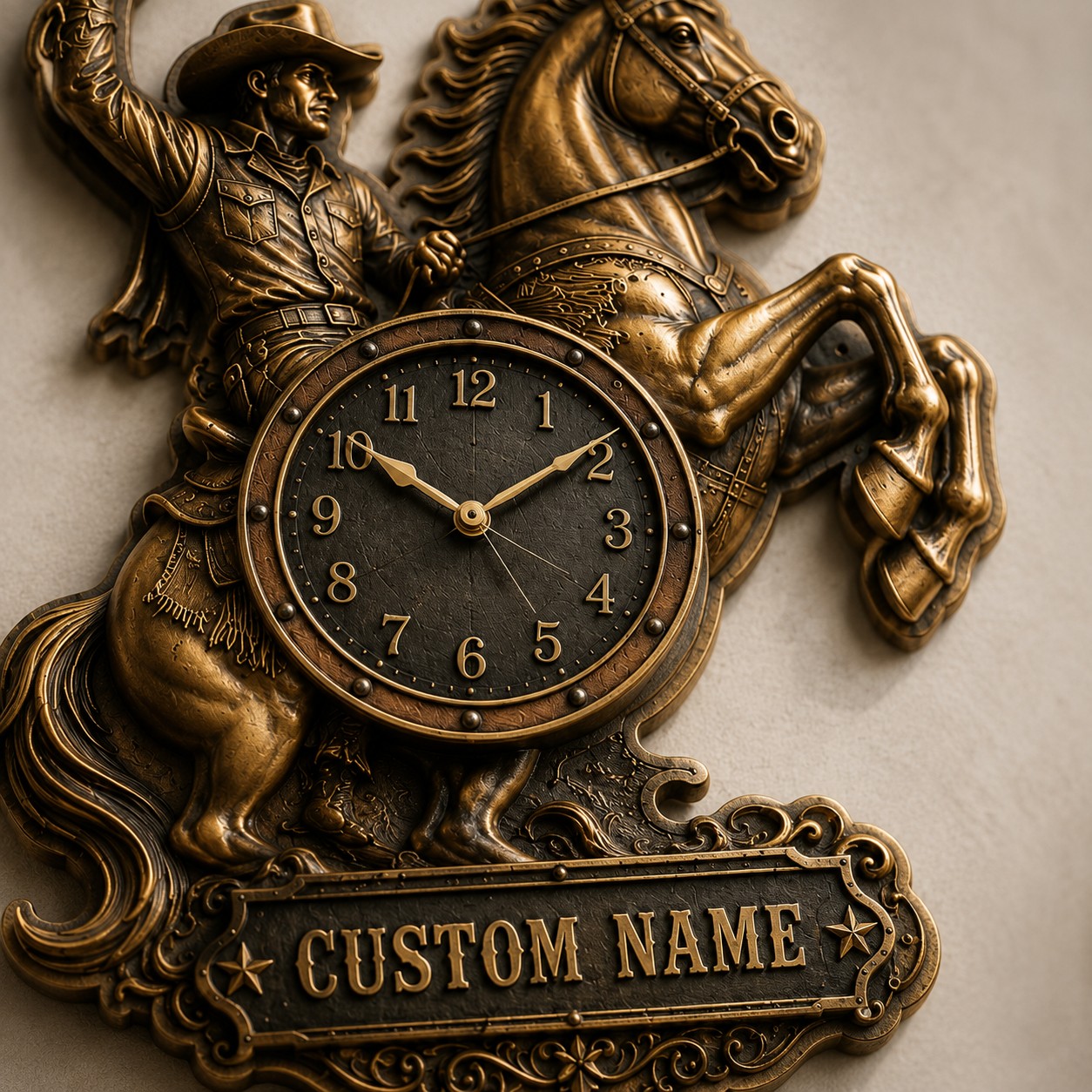 Rodeo enthusiasts Custom Name Wall Clock — personalized with a custom name