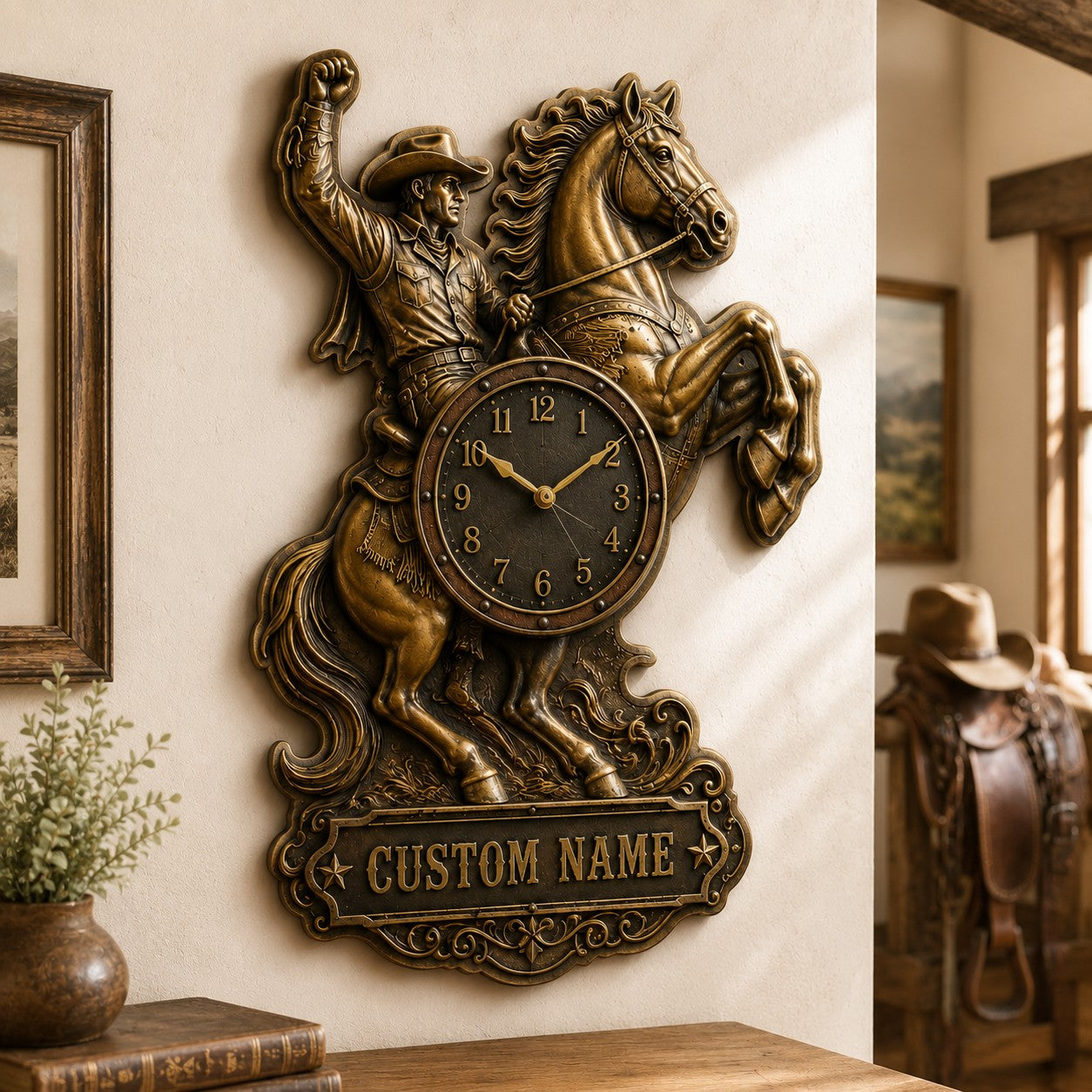 Rodeo enthusiasts Custom Name Wall Clock — personalized with a custom name