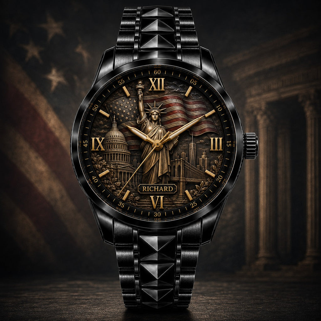 Custom American Patriot Watch — personalized with a custom name