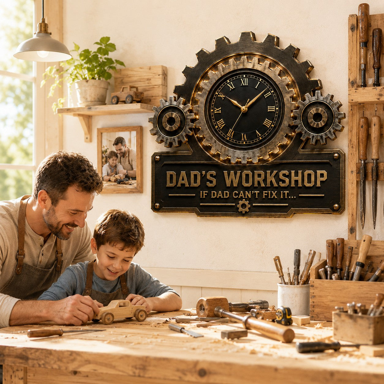 Personalized Industrial Gear Custom Name Wall Clock — personalized with a custom name