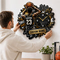 Urban basketball enthusiasts Custom Name Wall Clock — personalized with a custom name