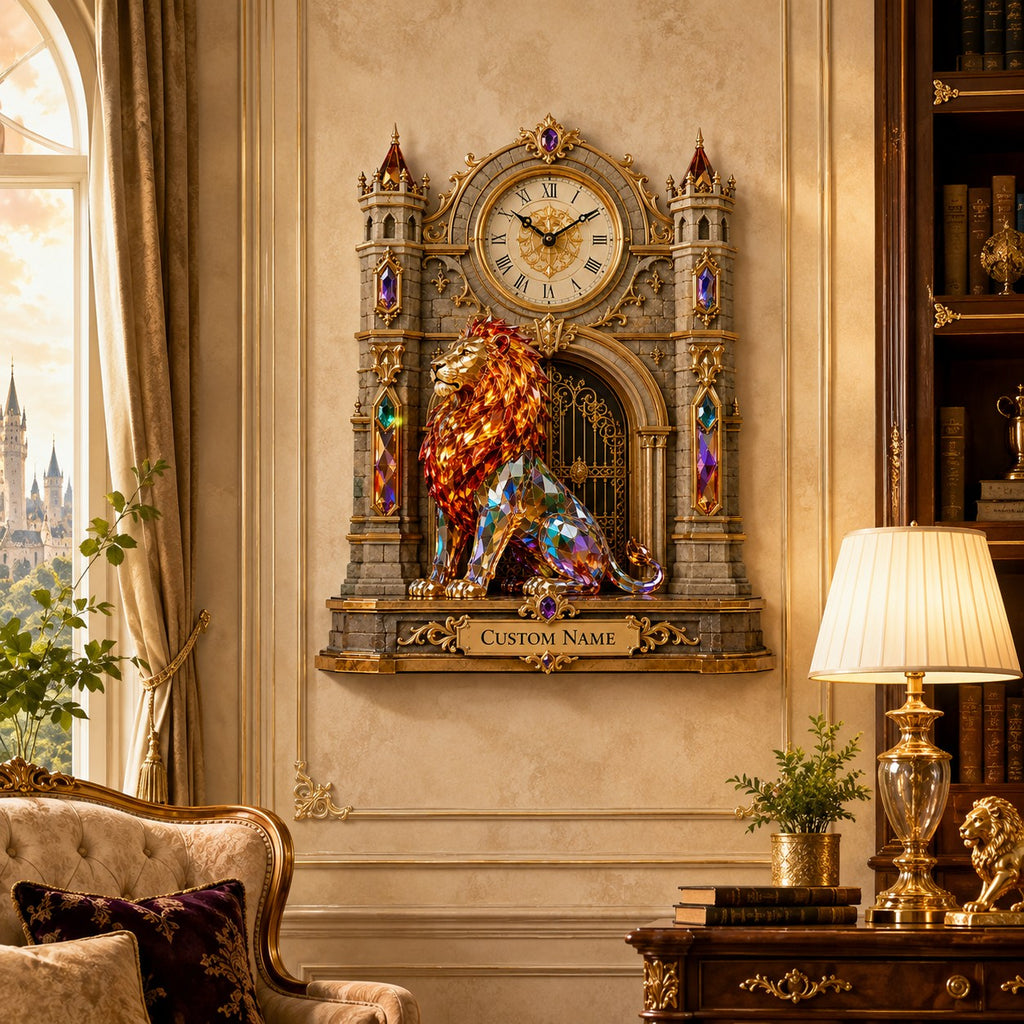 Royal Entryway Custom Name Wall Clock — personalized with a custom name