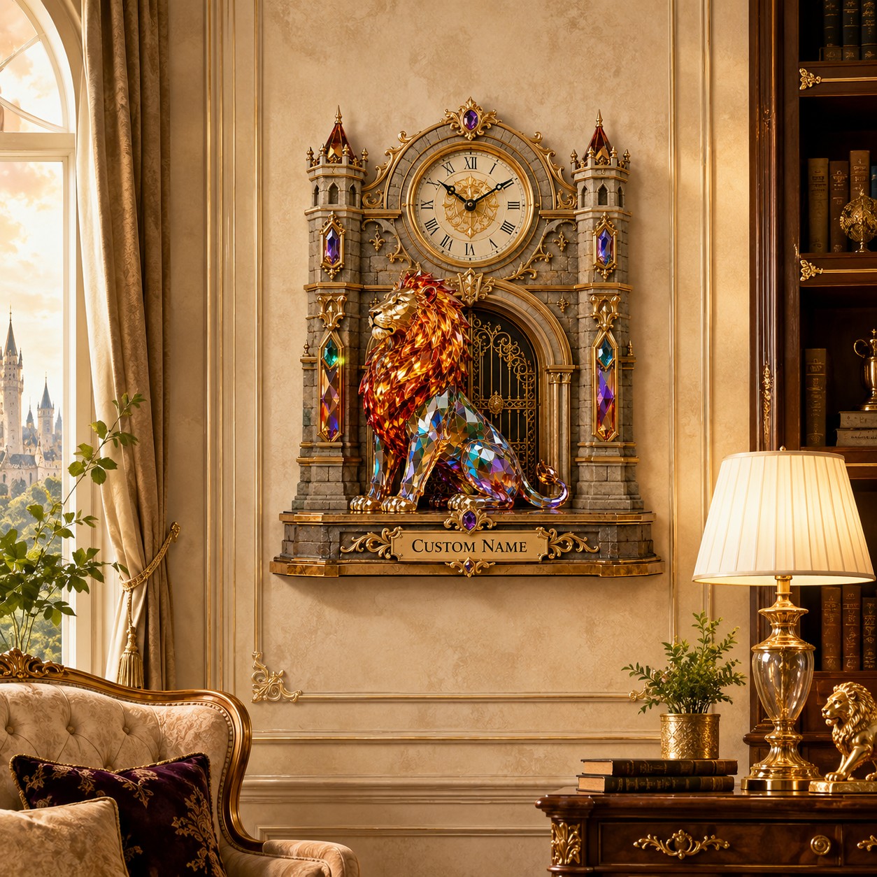 Royal Entryway Custom Name Wall Clock — personalized with a custom name