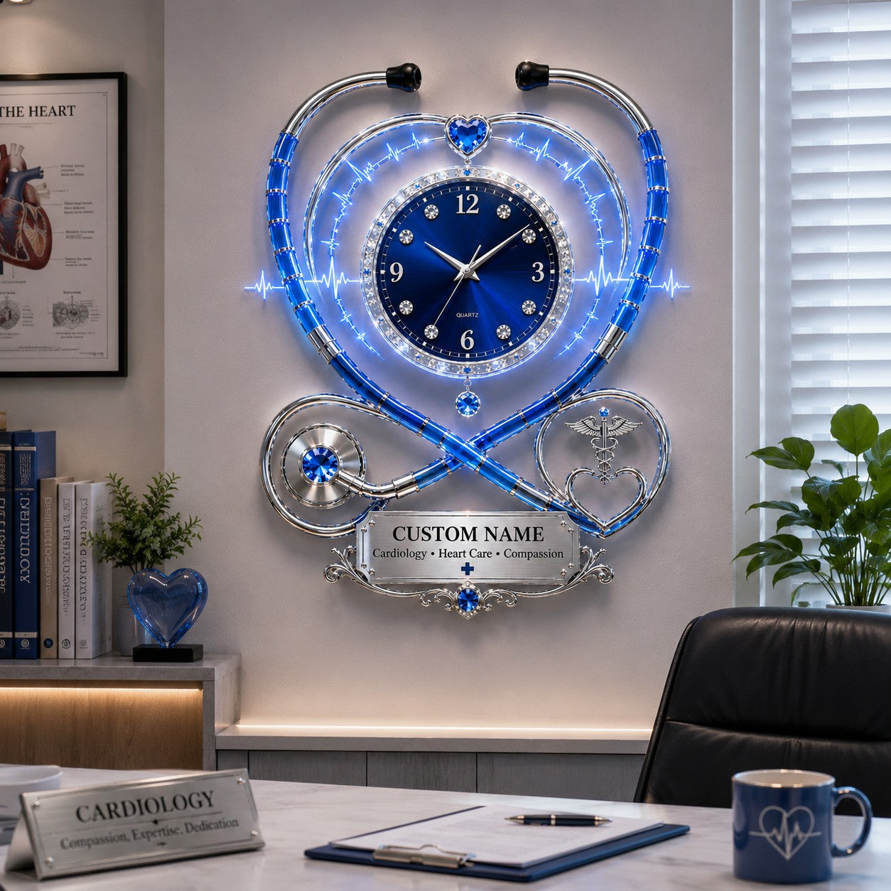 Personalized Cardiology Custom Name Wall Clock — personalized with a custom name