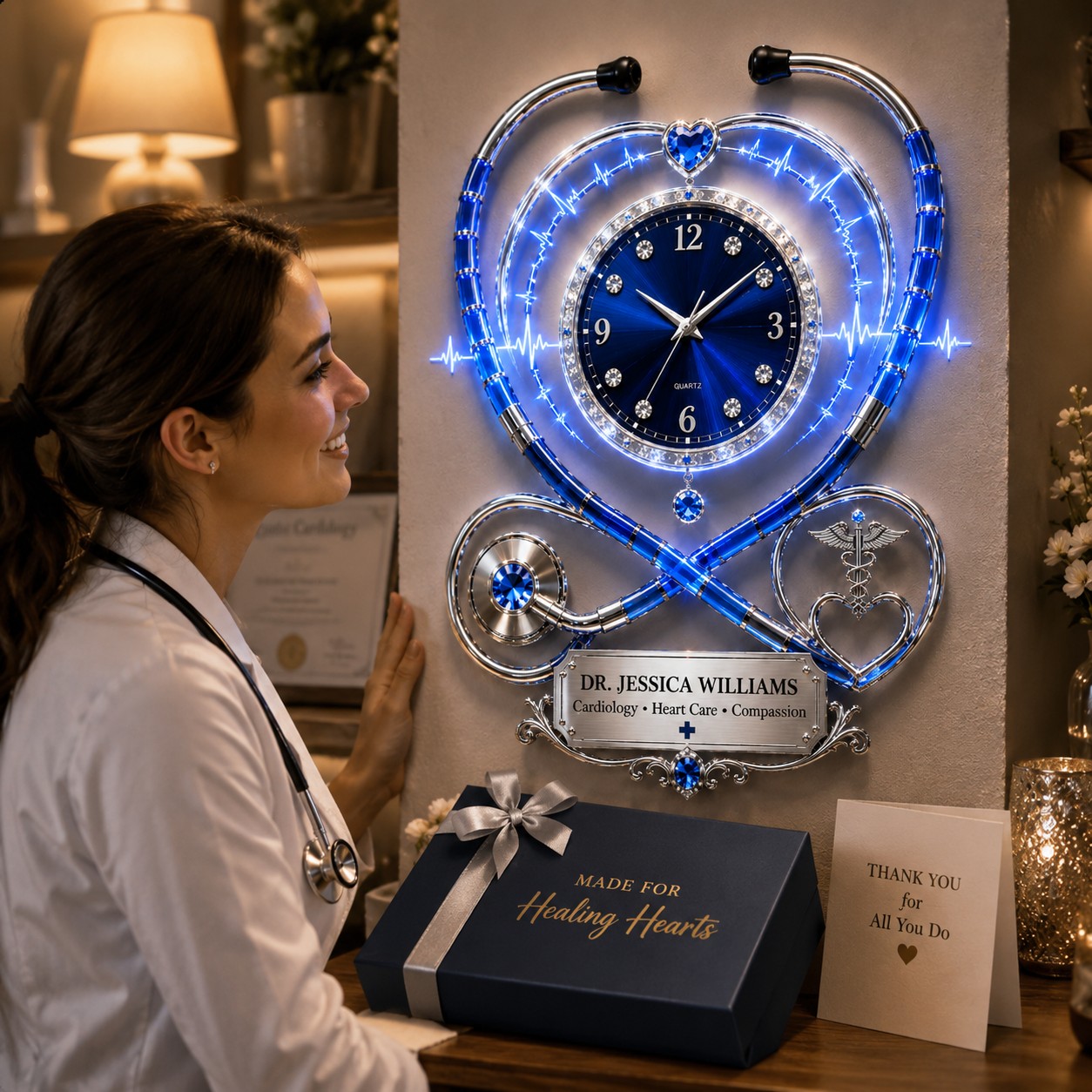 Personalized Cardiology Custom Name Wall Clock — personalized with a custom name