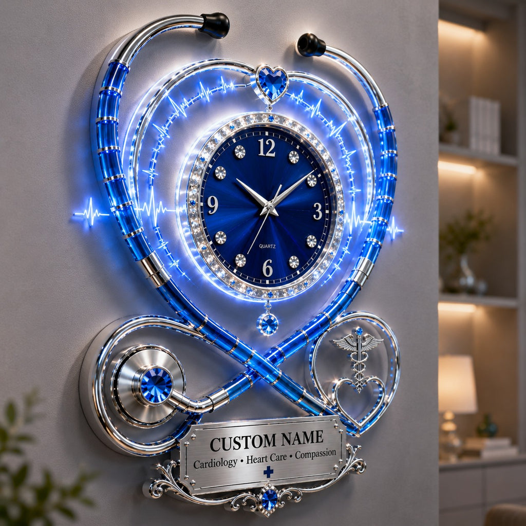 Personalized Cardiology Custom Name Wall Clock — personalized with a custom name