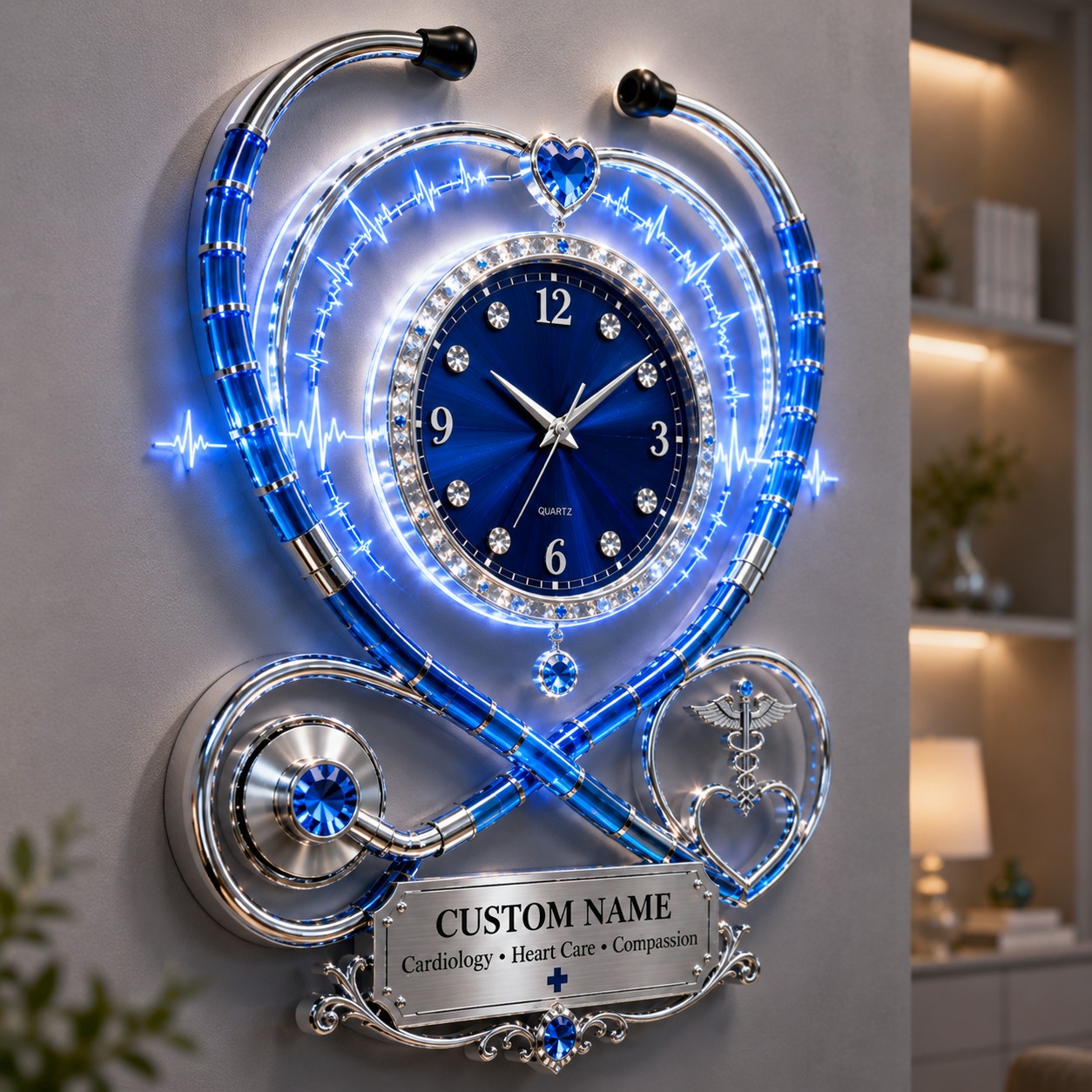 Personalized Cardiology Custom Name Wall Clock — personalized with a custom name