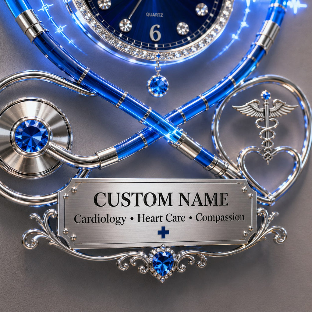 Personalized Cardiology Custom Name Wall Clock — personalized with a custom name