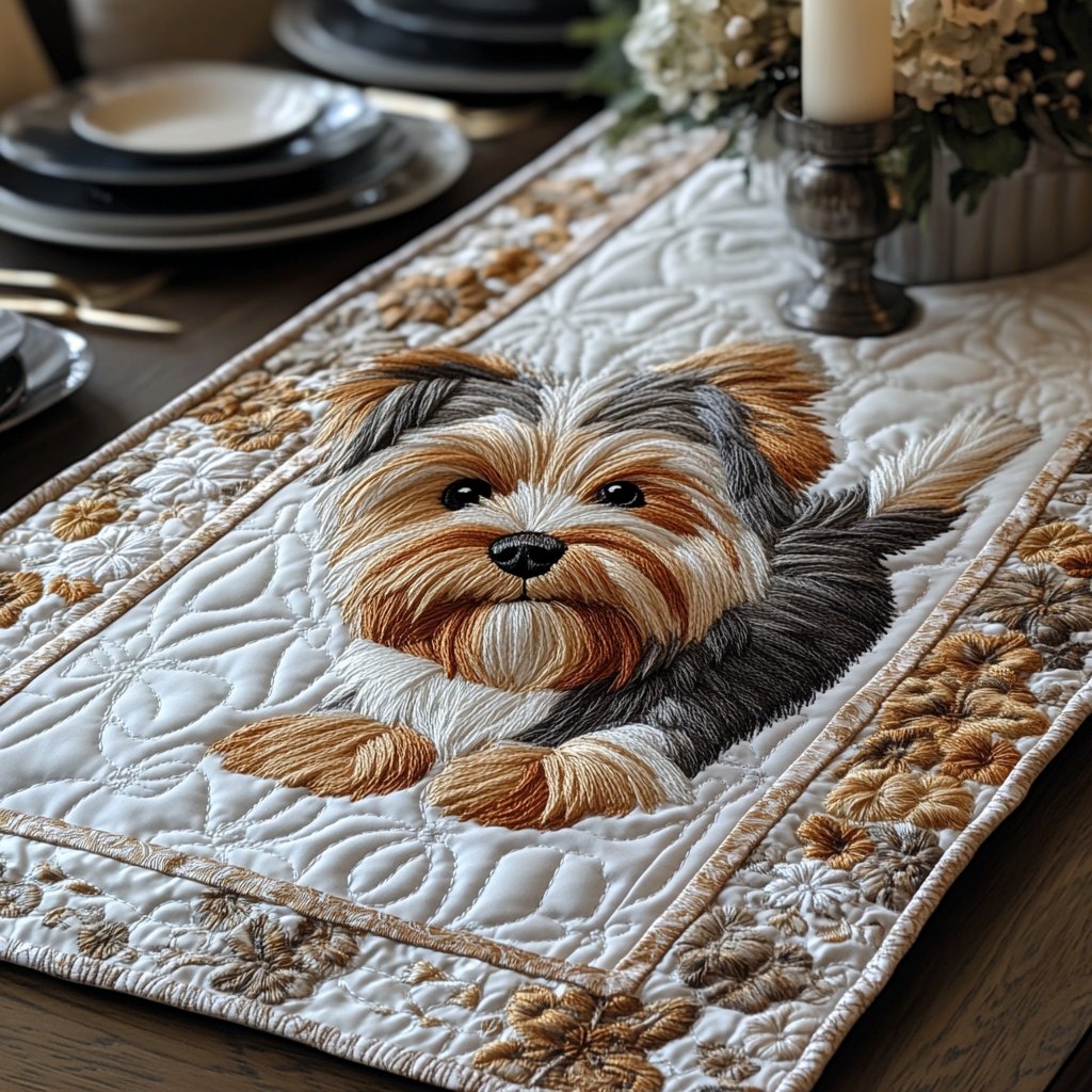 Yorkie Dreams Table Runner