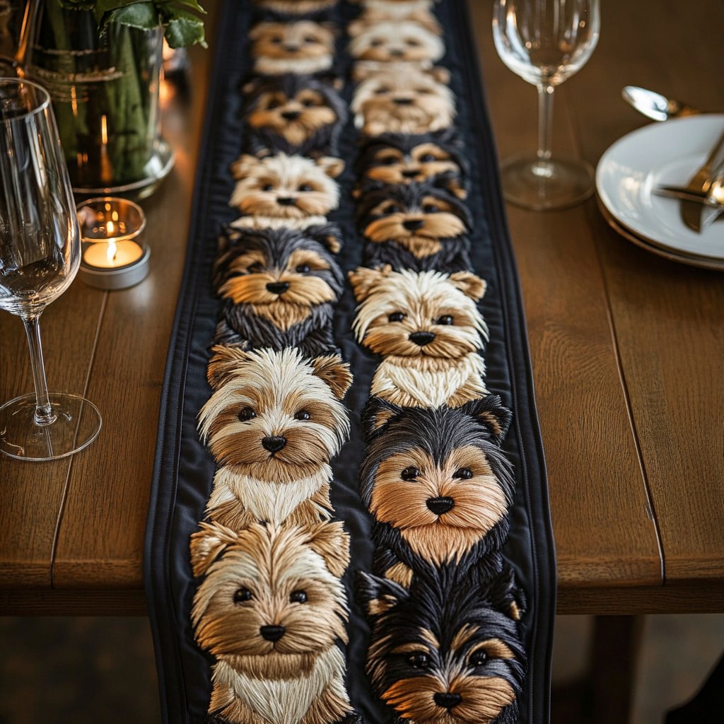Yorkie Row Table Runner