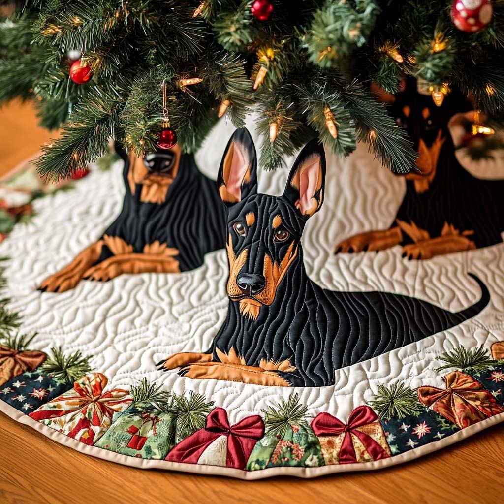Yuletide Doberman Protector Christmas Tree Skirt