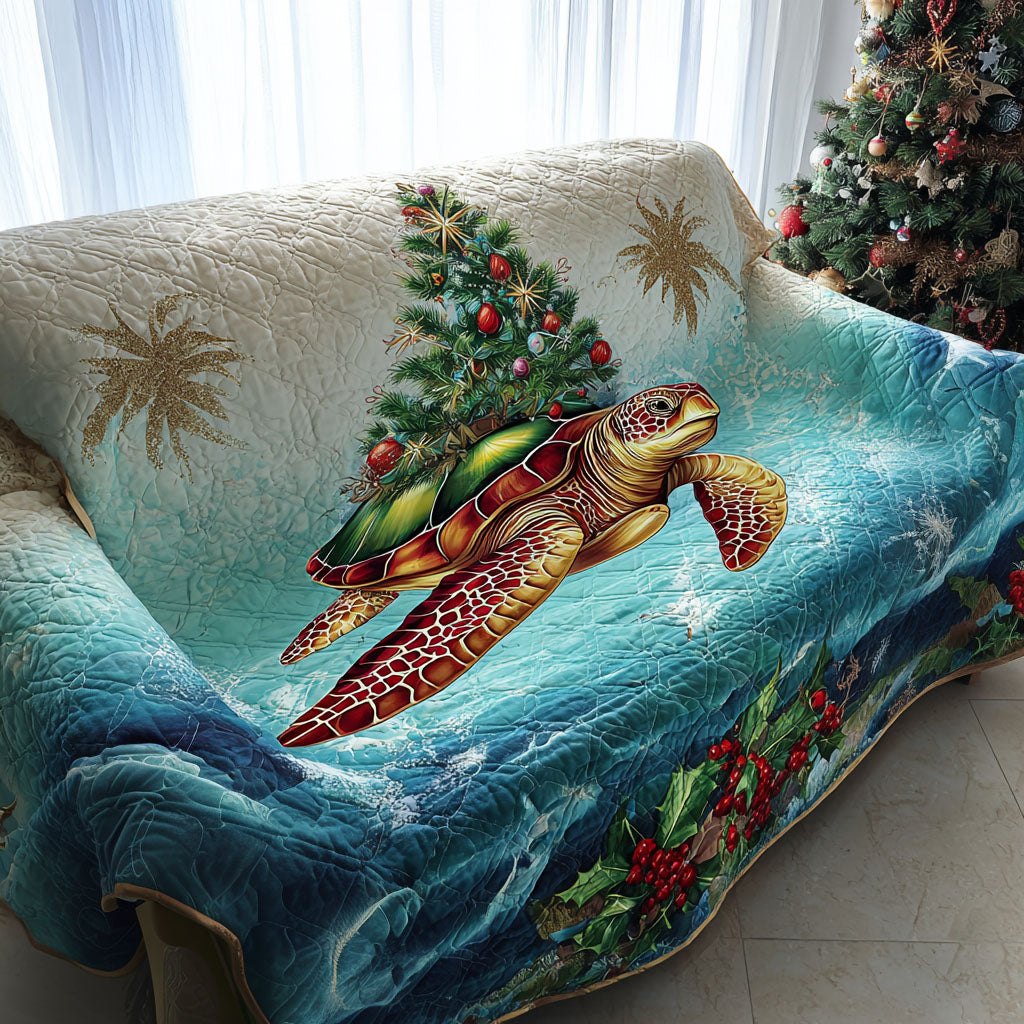 Yuletide Turtle Waves Sofa Cover