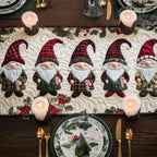 Row of Gnomes in Red Hats Table Runner