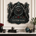Personalized tattoo gloves wall clock — personalized with a custom name
