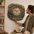 T Rex skeleton Custom Name Wall Clock — personalized with a custom name