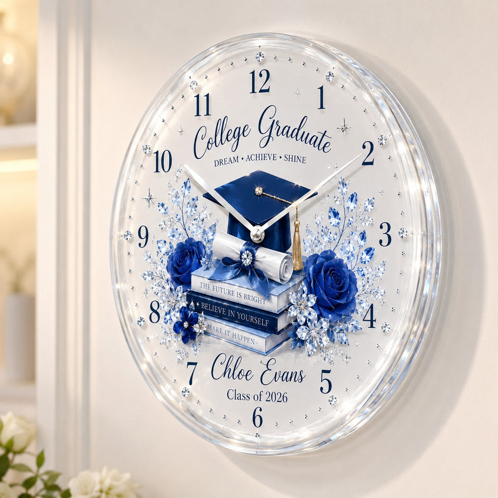 College graduation gift Custom Name Wall Clock — personalized with a custom name