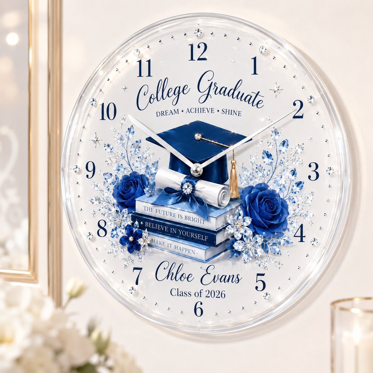 College graduation gift Custom Name Wall Clock — personalized with a custom name