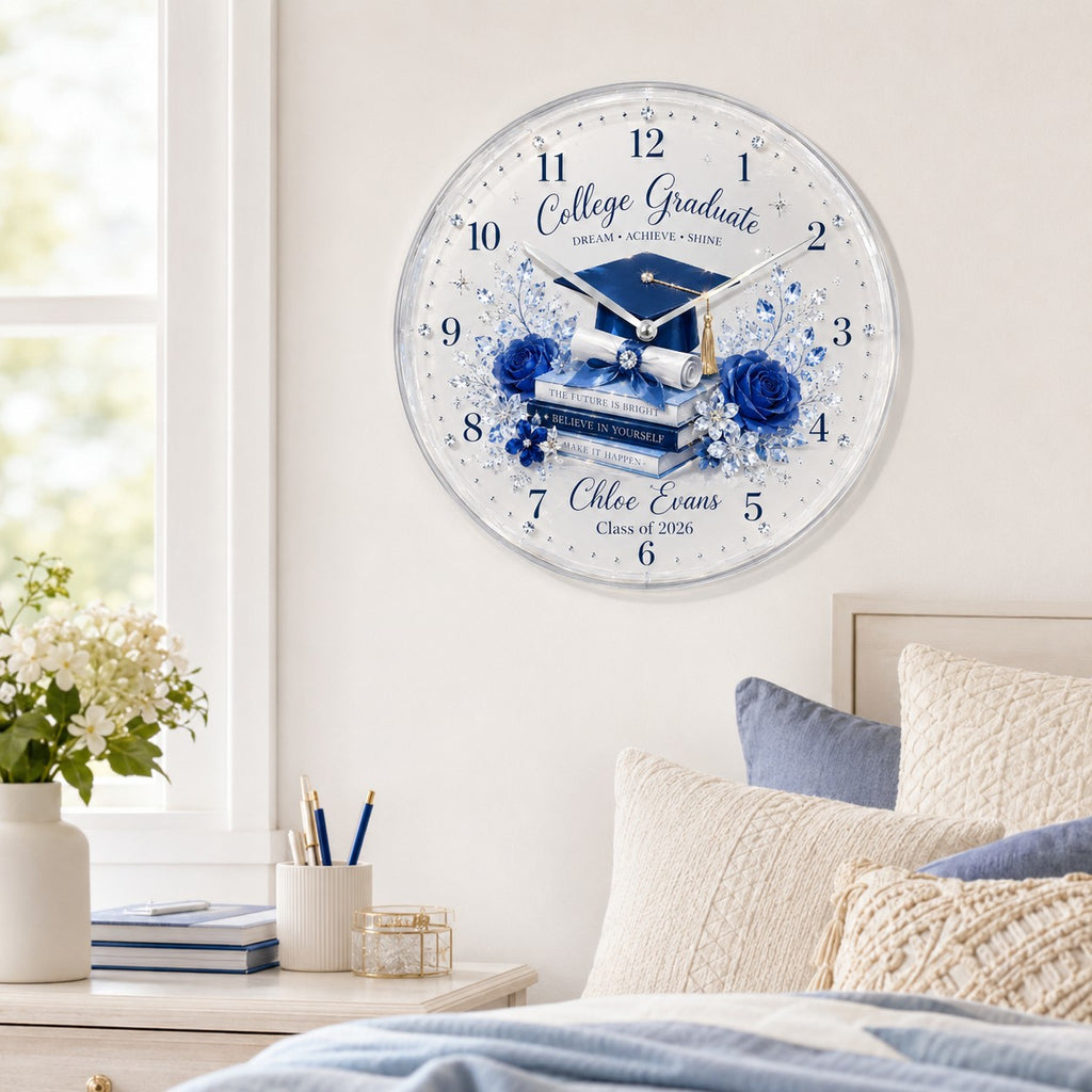 College graduation gift Custom Name Wall Clock — personalized with a custom name