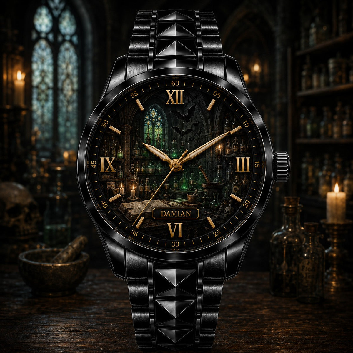 Custom Dark Apothecary Laboratory Watch — personalized with a custom name