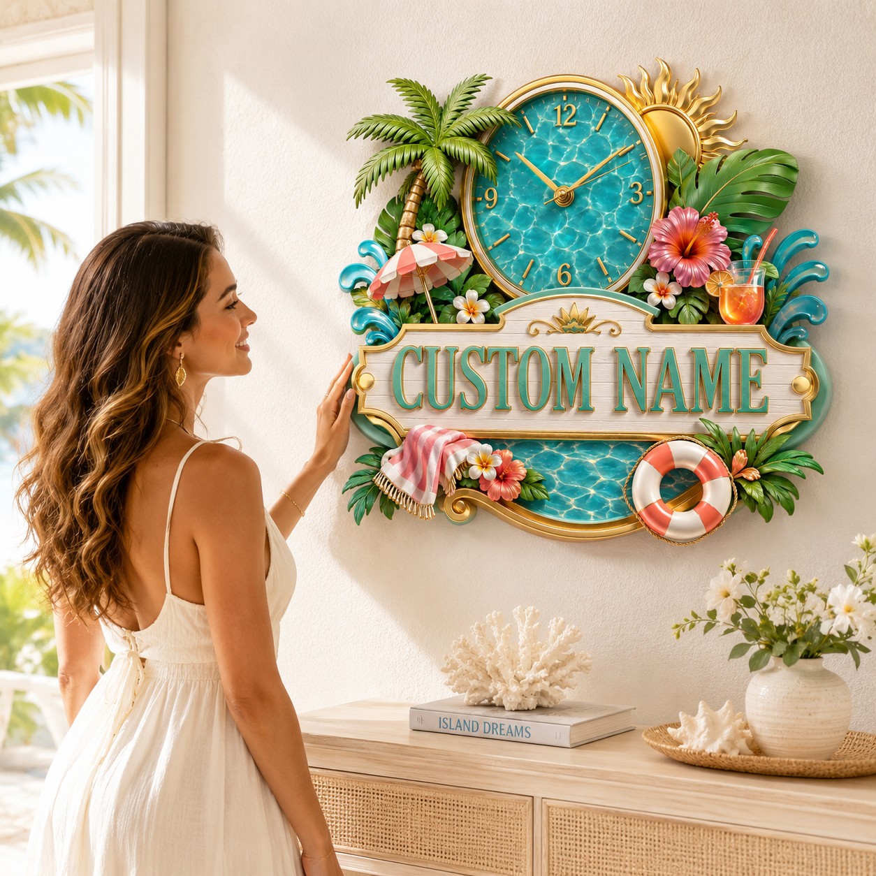 Pool owner Custom Name Wall Clock — personalized with a custom name