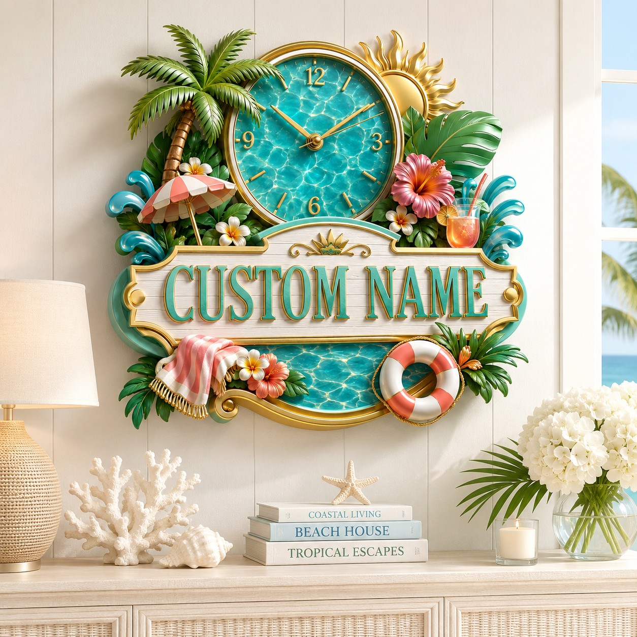 Pool owner Custom Name Wall Clock — personalized with a custom name