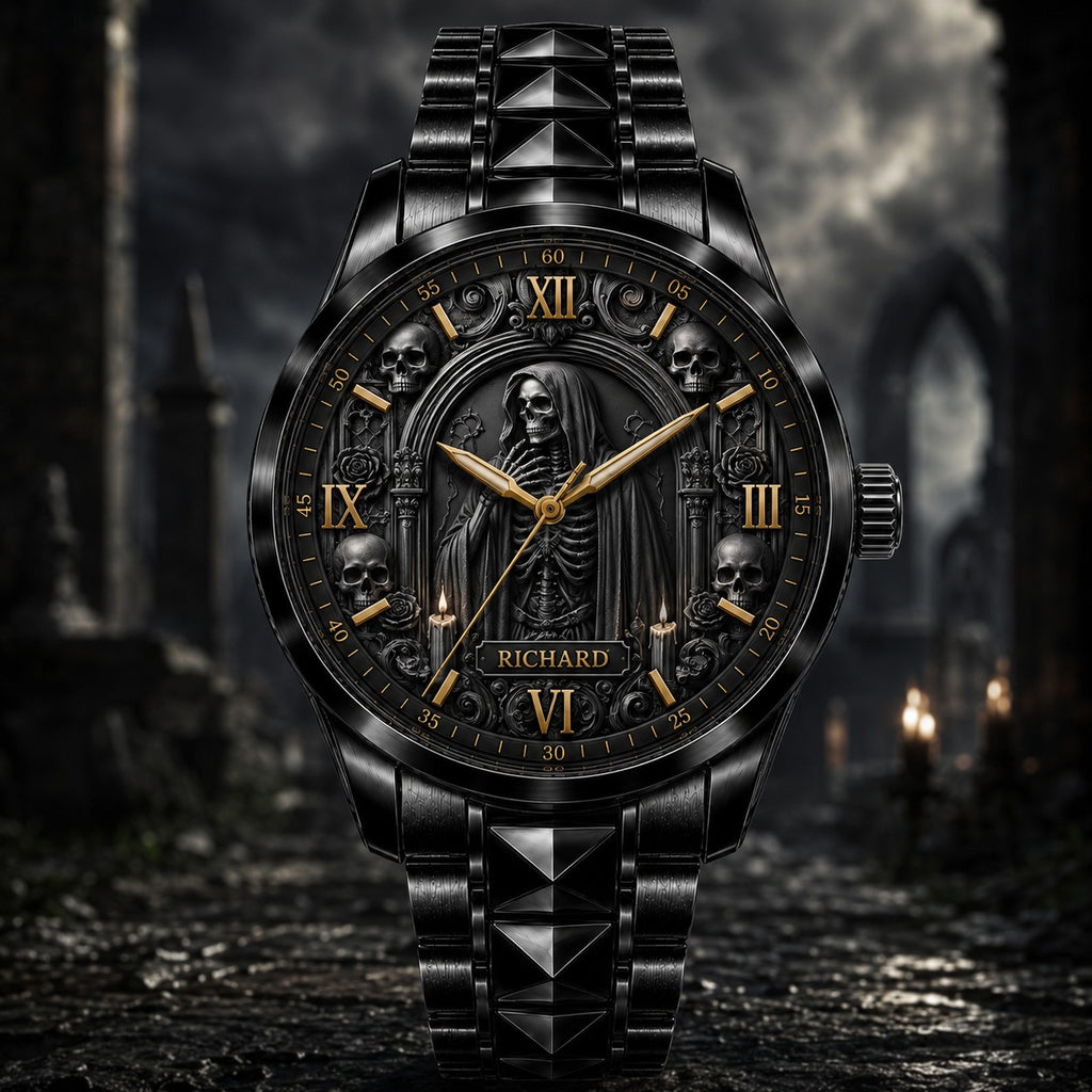 Custom Grim Reaper Gothic Watch — personalized with a custom name