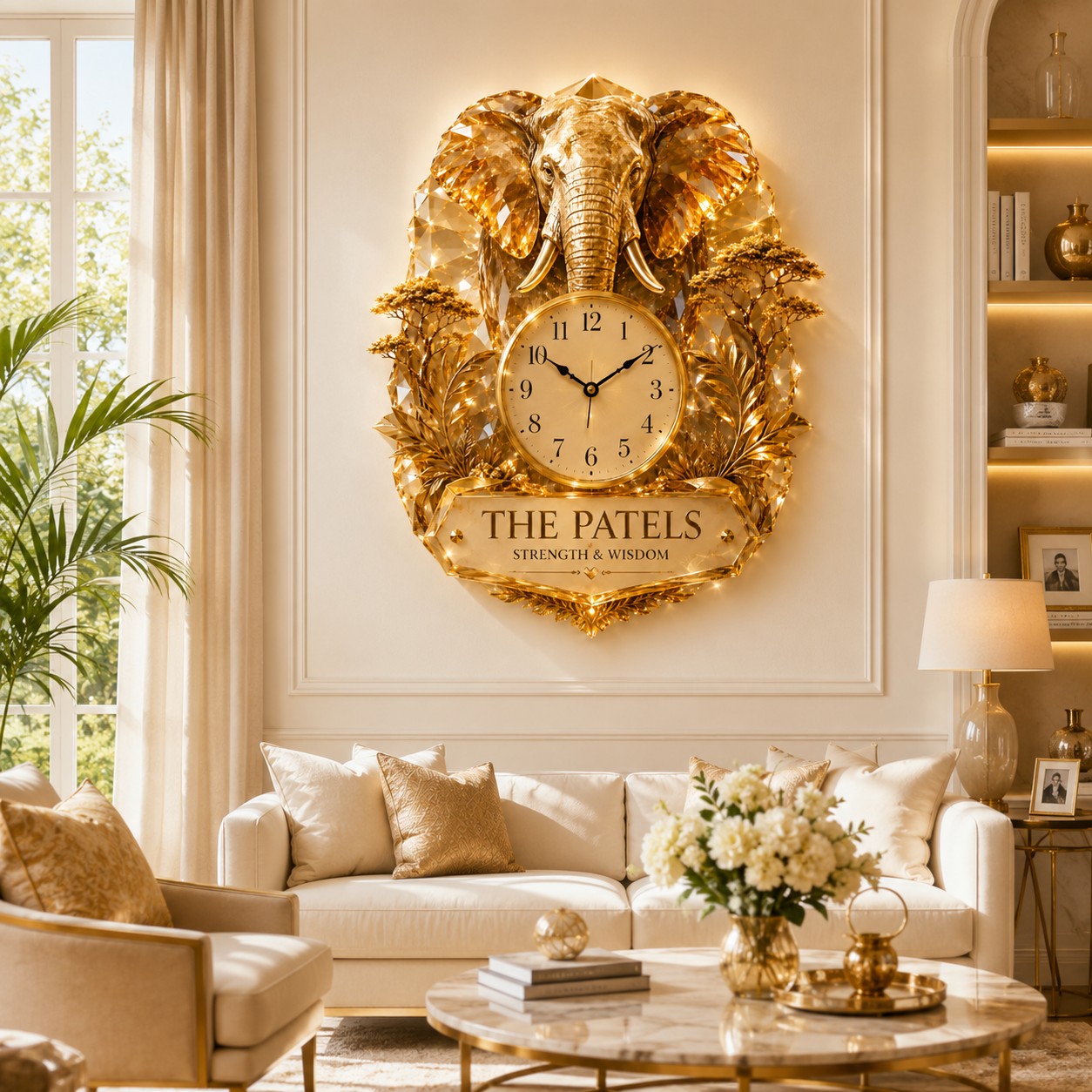 Elephant Custom Name Wall Clock — personalized with a custom name
