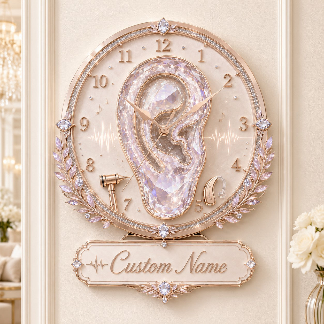 Crystal ear Custom Name Wall Clock — personalized with a custom name