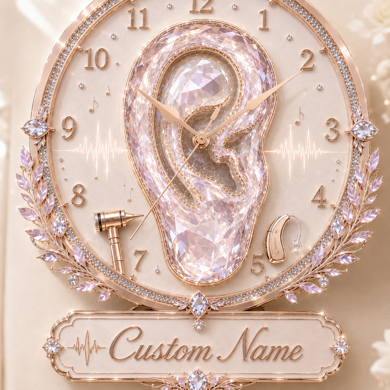 Crystal ear Custom Name Wall Clock — personalized with a custom name