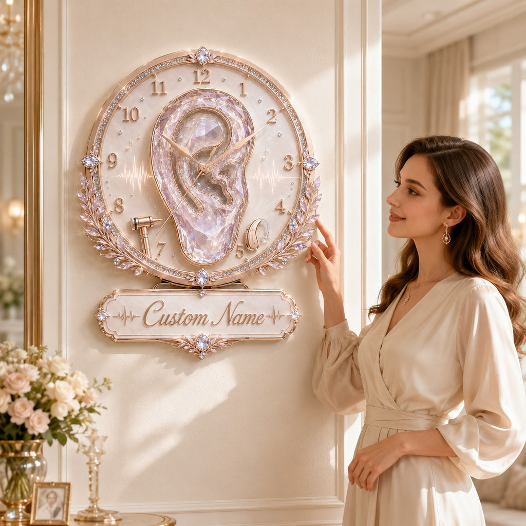 Crystal ear Custom Name Wall Clock — personalized with a custom name