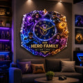 Personalized hero family Custom Name Wall Clock — personalized with a custom name