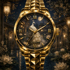 Custom Moonlit Pearl Peacock Watch — personalized with a custom name