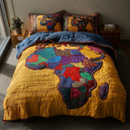 African Roots 3-Piece Quilted Bedding Set GFTOTL4330 quilted 3-piece bedding set on a made bed with two matching pillow shams