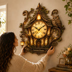 Personalized Owl Cottage Wall Clock with a custom name set into the design