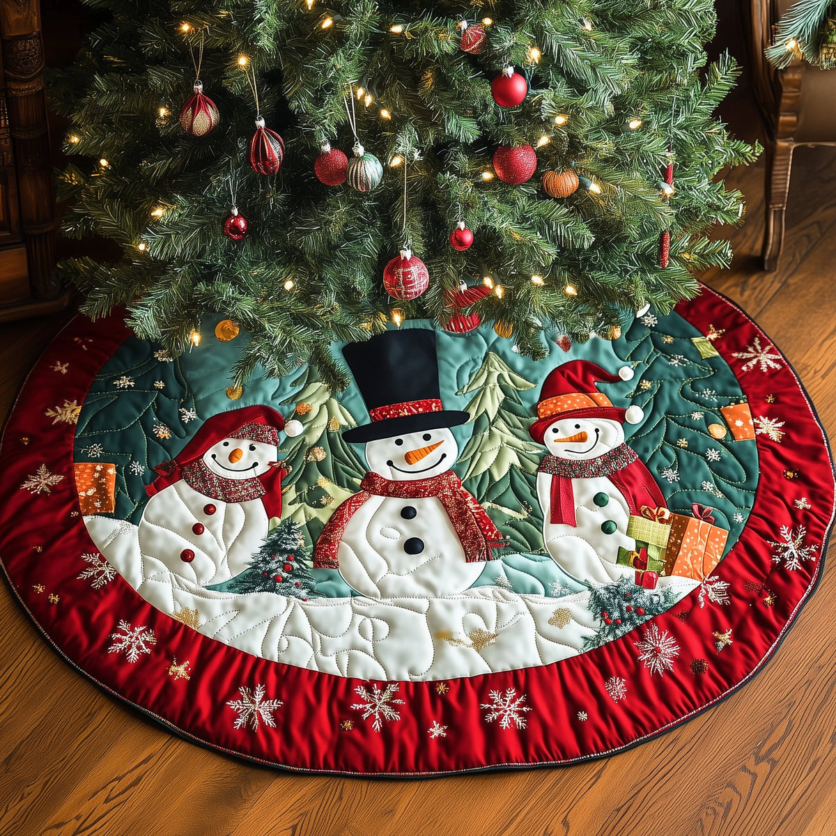 Snowman Family Tree Skirt design