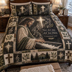 All for Him quilted 3-piece bedding set on a made bed with two matching pillow shams
