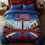 American Hoop Dream 3-Piece Quilted Bedding Set GFTOHD7621 quilted 3-piece bedding set on a made bed in a warmly lit bedroom