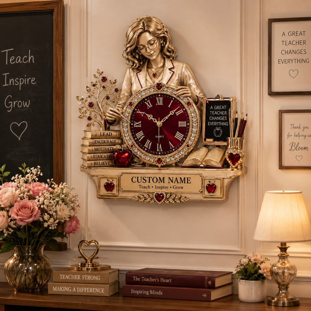 Teacher appreciation gift Custom Name Wall Clock — personalized with a custom name