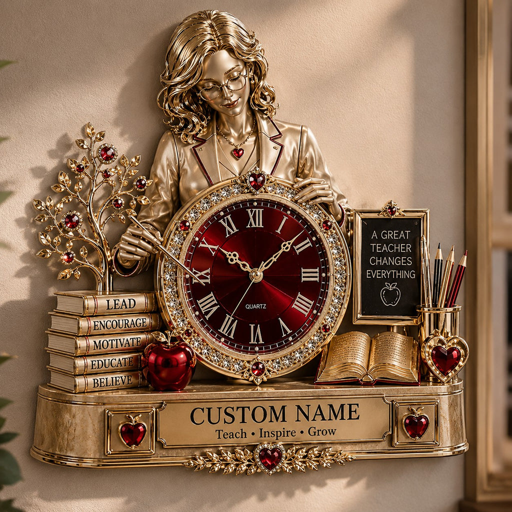 Teacher appreciation gift Custom Name Wall Clock — personalized with a custom name