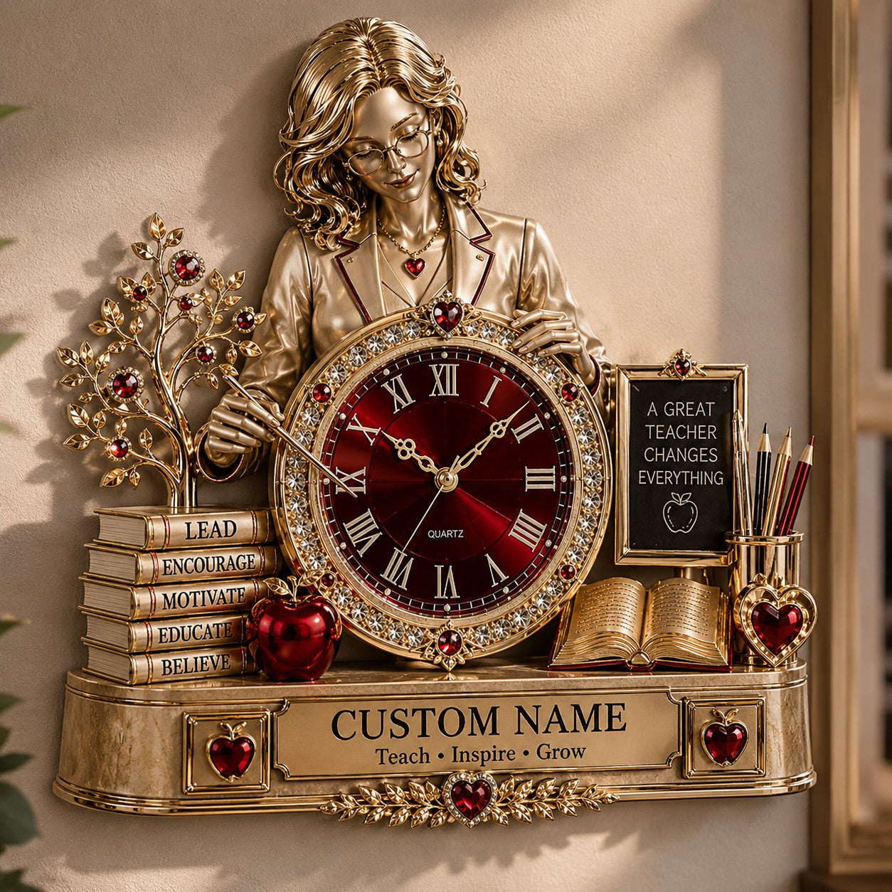 Teacher appreciation gift Custom Name Wall Clock — personalized with a custom name