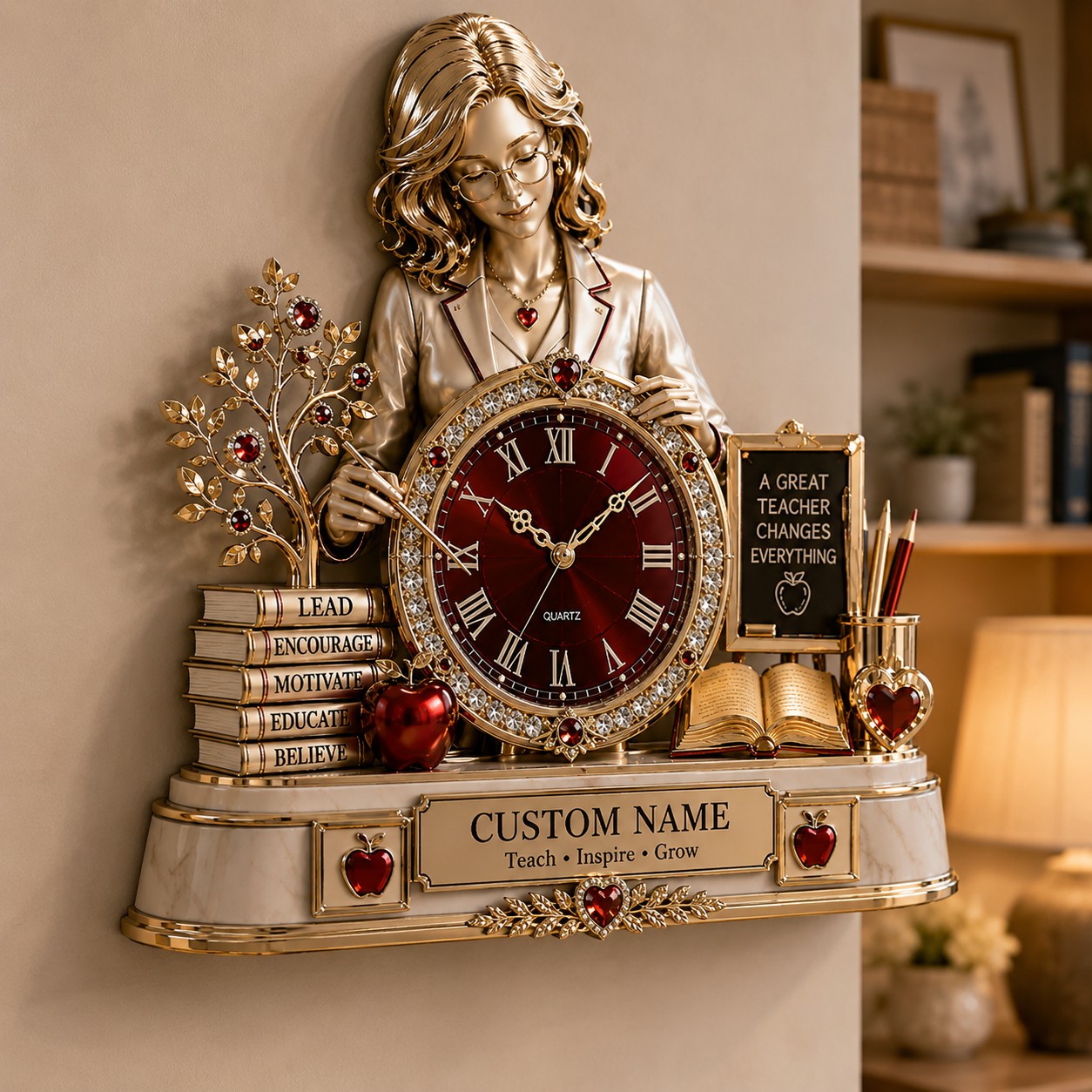 Teacher appreciation gift Custom Name Wall Clock — personalized with a custom name