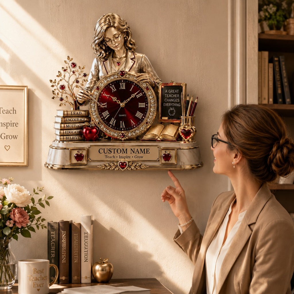 Teacher appreciation gift Custom Name Wall Clock — personalized with a custom name