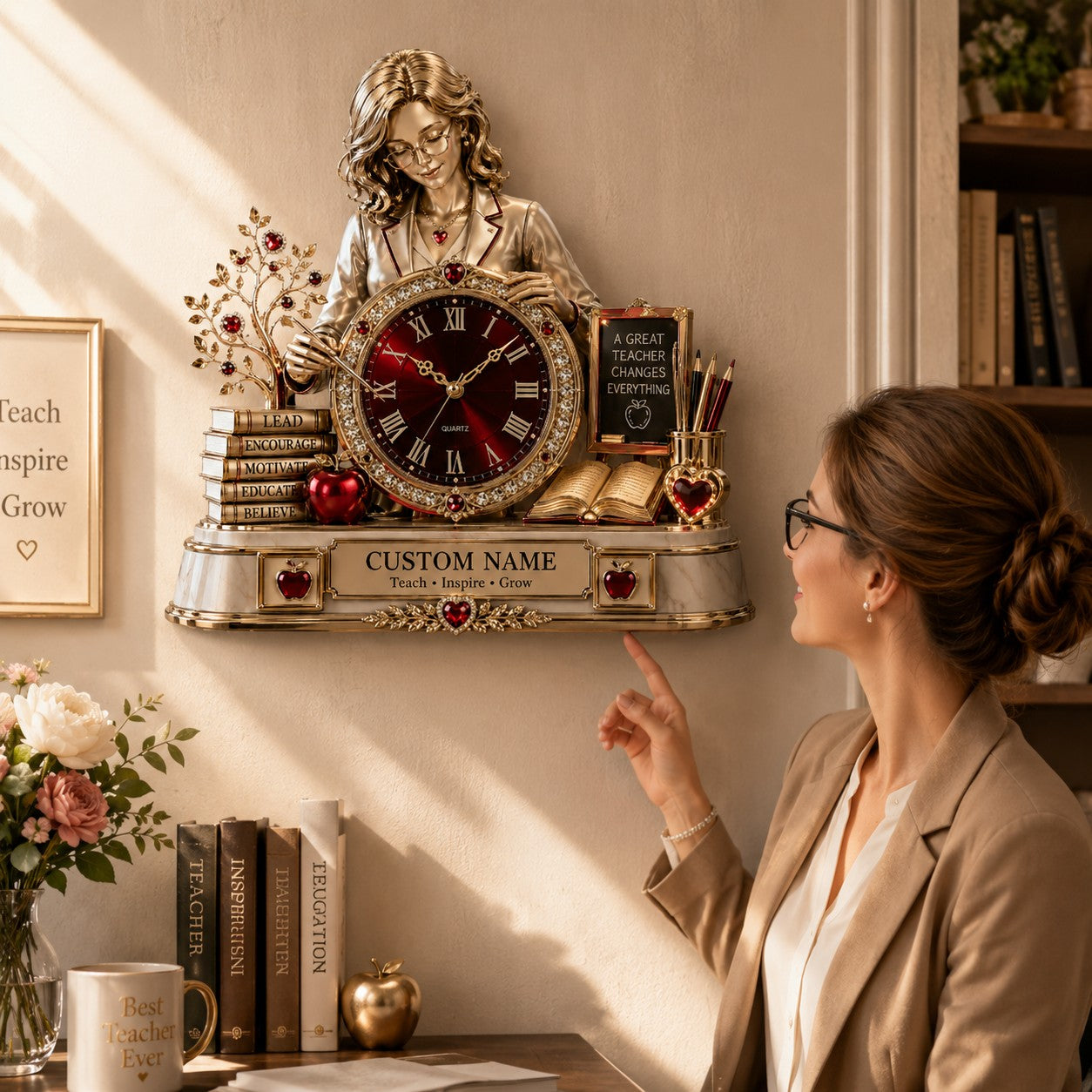Teacher appreciation gift Custom Name Wall Clock — personalized with a custom name