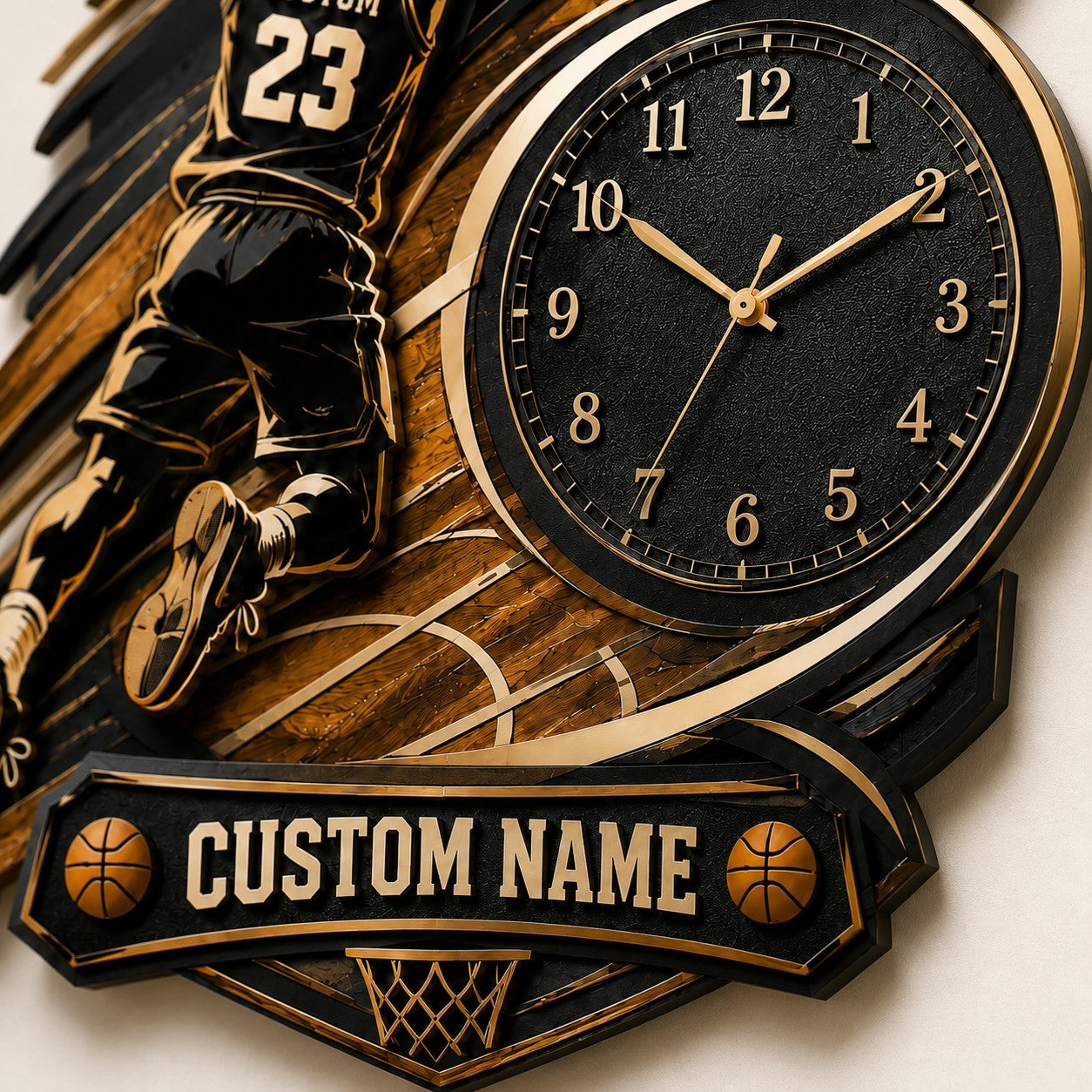 Basketball Custom Name Wall Clock — personalized with a custom name