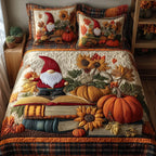 Autumn Library 3-Piece Quilted Bedding Set GFTOTP10122 quilted 3-piece bedding set on a made bed with two matching pillow shams